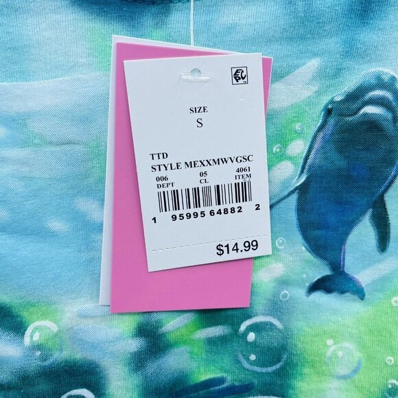 Mighty Fine Target Womens Small Tie Dye Ocean Life Short Sleeve Graphic Tee 2132 - Picture 6 of 6